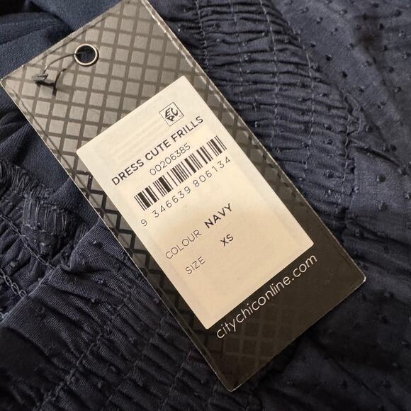 City Chic Cute Frills Navy Off the Shoulder Ruffle Mini Dress Size 14 NWT - Picture 4 of 11